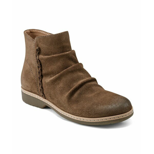 アース レディース ブーツ シューズ Women's Hilaree Water Repellent Ruched Booties Brown Suede