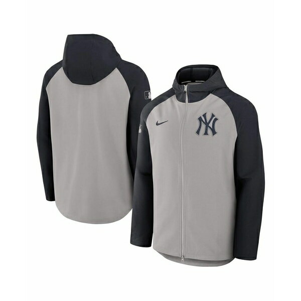 ナイキ メンズ ジャケット＆ブルゾン アウター Men's Gray/Navy New York Yankees Authentic Collection Raglan Performance Full-Zip Jacket Gray, Navy