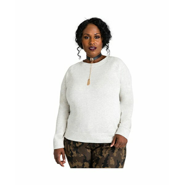 ポエティックジャスティス レディース パーカー・スウェットシャツ アウター Plus Size French Terry Open Back Long Sleeve Sweatshirt Oatmeal grey
