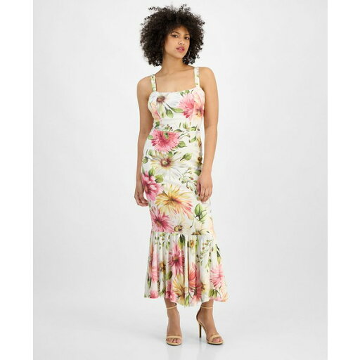 ゲス レディース ワンピース トップス Women's Floral-Print Ruffled-Hem Midi Dress Painted Daisies Print ゲス レディース ワンピース トップス Women's Floral-Print Ruffled-Hem Midi Dress Painted Daisies Print