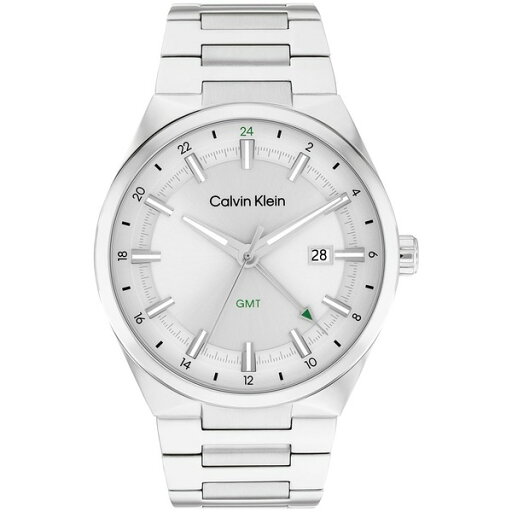 カルバンクライン メンズ 腕時計 アクセサリー Men's Distinguish GMT Silver Tone Stainless Steel Bracelet Watch, 44mm Silver カルバンクライン メンズ 腕時計 アクセサリー Men's Distinguish GMT Silver Tone Stainless Steel Bracelet Watch, 44mm Silver