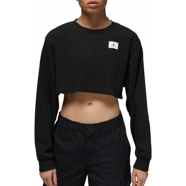 W[_ fB[X Vc gbvX Jordan Women's Long Sleeve Crop Top Black