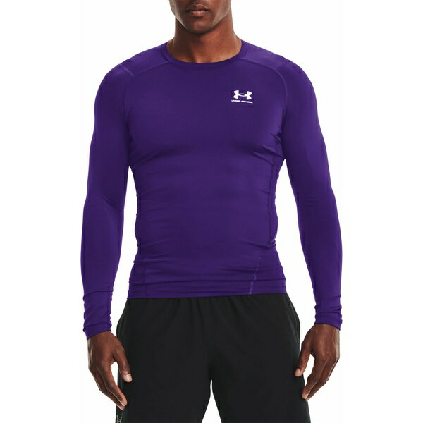 A_[A[}[ Y Vc gbvX Under Armour Men's HeatGear Compression Long Sleeve Shirt Purple/White