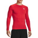 アンダーアーマー メンズ シャツ トップス Under Armour Men 039 s HeatGear Compression Long Sleeve Shirt Red/White/Black