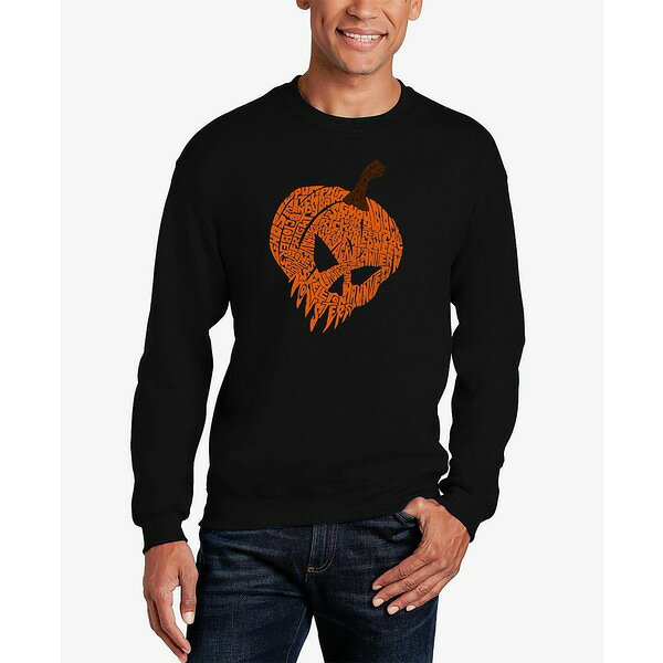 エルエーポップアート メンズ パーカー・スウェットシャツ アウター Men's Evil Pumpkin Word Art Crew..