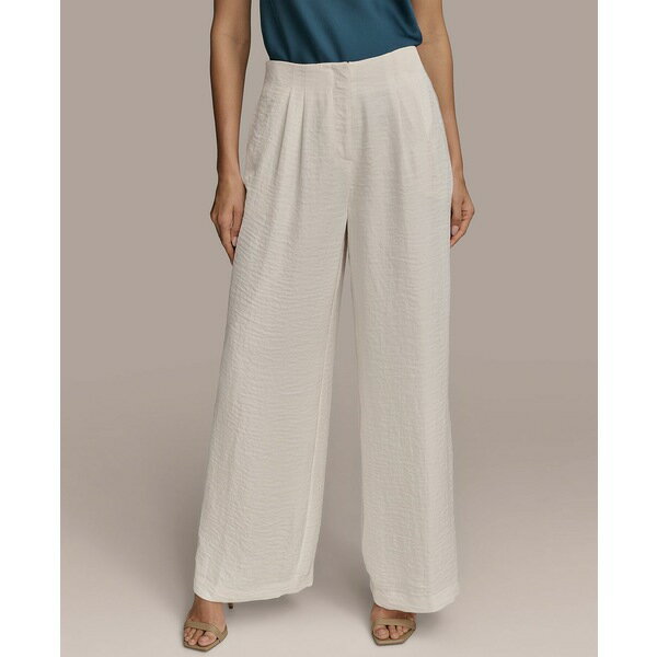 ダナ キャラン ニューヨーク レディース カジュアルパンツ ボトムス Women's Textured Wide-Leg Pants Cream