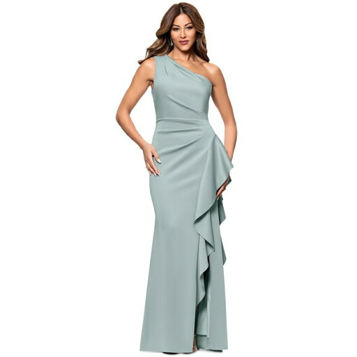 エスケープ レディース ワンピース トップス Petite Gathered-Waist One-Shoulder Evening Gown Sage エスケープ レディース ワンピース トップス Petite Gathered-Waist One-Shoulder Evening Gown Sage