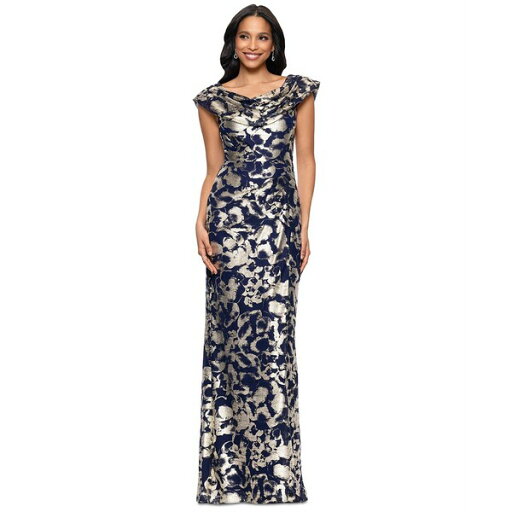 ベッツィ アンド アダム レディース ワンピース トップス Women's Floral-Foil Powermesh Sheath Dress Navy/Gold ベッツィ アンド アダム レディース ワンピース トップス Women's Floral-Foil Powermesh Sheath Dress Navy/Gold