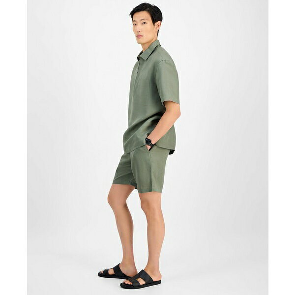 アルファニ メンズ カジュアルパンツ ボトムス Men's Linen Pull-On Shorts, Exclusively at Macy's Dusty Olive