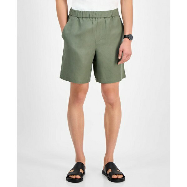 アルファニ メンズ カジュアルパンツ ボトムス Men's Linen Pull-On Shorts, Exclusively at Macy's Dusty Olive