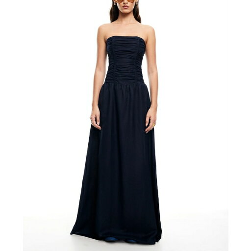 ライオネス レディース ワンピース トップス Women's Lush Strapless Linen-Blend Maxi Dress Navy ライオネス レディース ワンピース トップス Women's Lush Strapless Linen-Blend Maxi Dress Navy