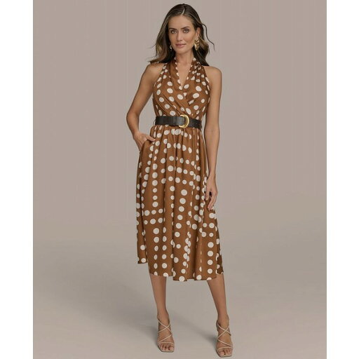 ダナ キャラン ニューヨーク レディース ワンピース トップス Women's Polka-Dot Belted A-Line Dress Russet Light Canvas ダナ キャラン ニューヨーク レディース ワンピース トップス Women's Polka-Dot Belted A-Line Dress Russet Light Canvas