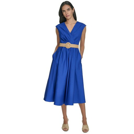ジェシカハワード レディース ワンピース トップス Women's Cotton V-Neck Belted Midi Dress Royal ジェシカハワード レディース ワンピース トップス Women's Cotton V-Neck Belted Midi Dress Royal