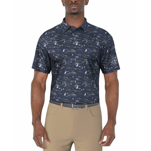 PGAĥ   ȥåץ Men's Short Sleeve Nautical Print Golf Polo Shirt ...