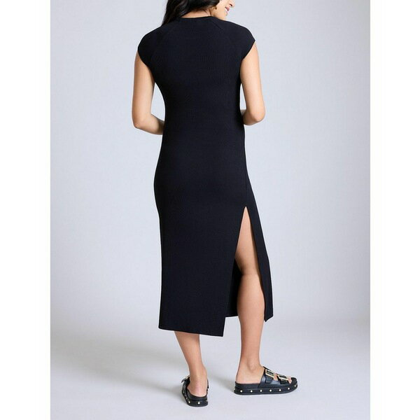 マザーフッドマタニティ レディース ワンピース トップス Maternity Rib Knit Short Sleeve Raglan Midi Dress - Motherhood Black
