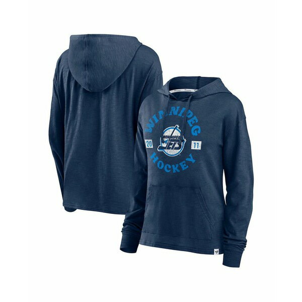 եʥƥ ǥ åȥ ȥåץ Women's Heather Navy Winnipeg Jets Faded Pull...