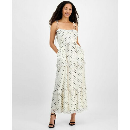 ジュリア ジョーダン レディース ワンピース トップス Women's Tie-Strap Ruffle-Tier Maxi Dress White/blac ジュリア ジョーダン レディース ワンピース トップス Women's Tie-Strap Ruffle-Tier Maxi Dress White/blac