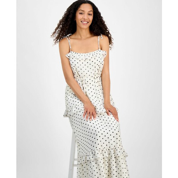 ジュリア ジョーダン レディース ワンピース トップス Women's Tie-Strap Ruffle-Tier Maxi Dress White/blac