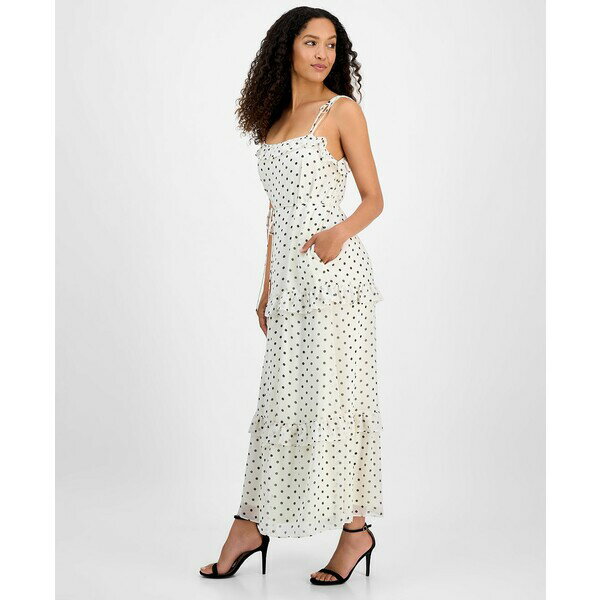 ジュリア ジョーダン レディース ワンピース トップス Women's Tie-Strap Ruffle-Tier Maxi Dress White/blac