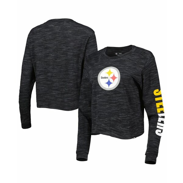 ˥塼 ǥ åȥ ȥåץ Women's Black Pittsburgh Steelers Crop Long Sle...