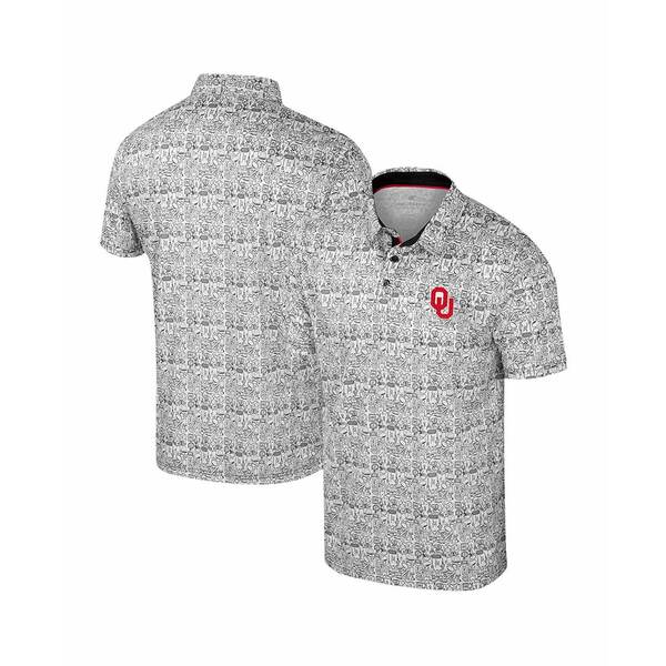    ȥåץ Men's White Oklahoma Sooners Big Tall It's Time Allover Printed Polo Shirt White