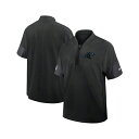 ナイキ メンズ ジャケット&ブルゾン アウター Men's Black Carolina Panthers Sideline Short Sleeve Quarter-Zip Coach Jacket Black