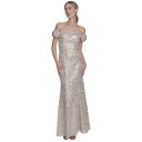 エリザジェイ レディース ワンピース トップス Women's Bow-Trim Off-The-Shoulder Sequin Gown Champagne
