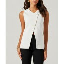 アストール レディース カットソー トップス Women's Sonja Textured Asymmetric Vest White
