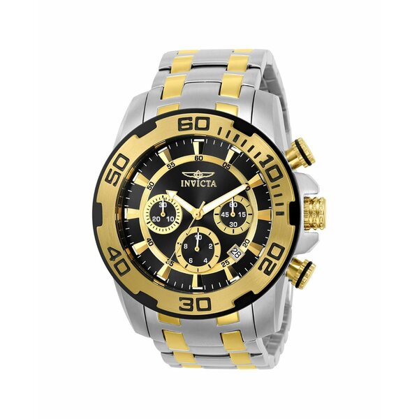 インビクタ メンズ 腕時計 アクセサリー Men's 22322 Pro Diver Quartz Chronograph Black Dial Watch Gold