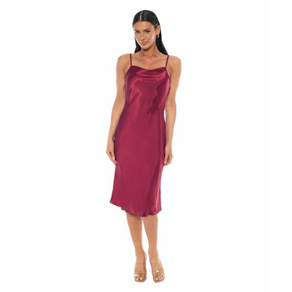 ベベ レディース ワンピース トップス Women's Scoop Neck Satin Midi Dress Wine