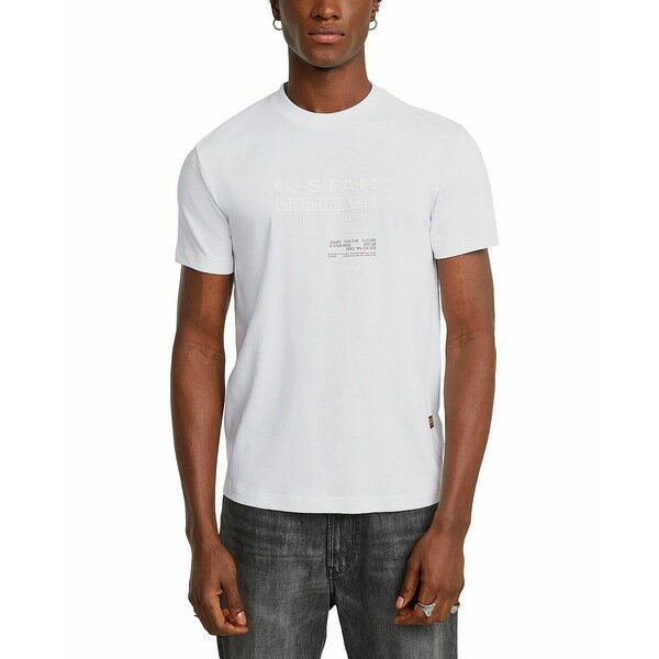 ジースター メンズ シャツ トップス Men's Originals Short Sleeve Logo T-Shirt White