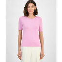 タハリエーエスエル レディース カットソー トップス Women's Fine-Rib Crewneck Sweater T-Shirt Pink Macaroon
