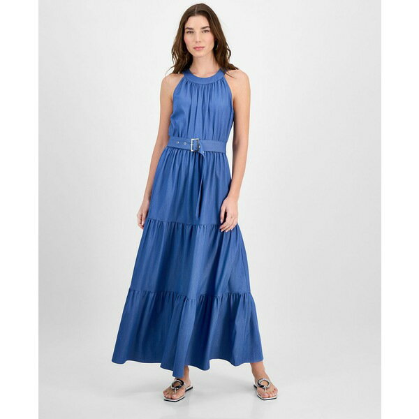 ティー・タハリ レディース ワンピース トップス Women's Tiered Fit & Flare Halter Maxi Dress Denim Tencel