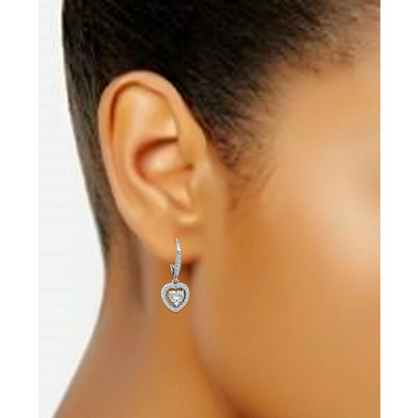  ٥ˡ ǥ ԥ ꡼ Cubic Zirconia Leverback Heart Drop Earrings in Sterling Silver, Created for Macy's Sterling Silver