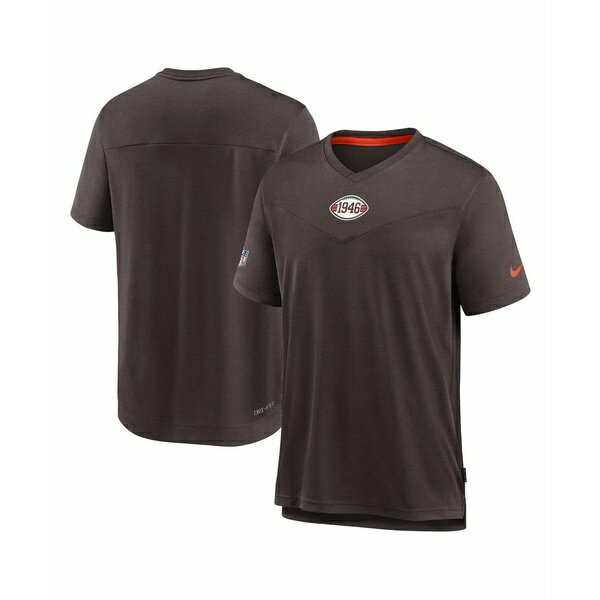 ナイキ レディース Tシャツ トップス Men 039 s Brown Cleveland Browns Sideline Coaches Vintage-like Chevron Performance V-Neck T-Shirt Brown