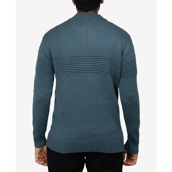 エックスレイ メンズ ニット セーター アウター Men 039 s Mock Neck Texture Quarter Zip Knitted Sweater Blue