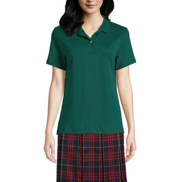 ランズエンド レディース シャツ トップス Women's School Uniform Short Sleeve Feminine Fit Interlock Polo Shirt Evergreen