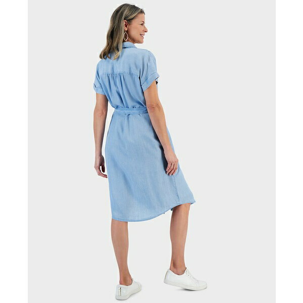 スタイルアンドコー レディース ワンピース トップス Women 039 s Chambray Short-Sleeve Shirt Dress, Created for Macy 039 s Emma Wash