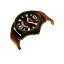 ラングラー レディース 腕時計 アクセサリー Men's Watch, 48MM IP Black Case, Brown Zoned Dial with White Markers and Crescent Cutout Date Function, Brown Strap with Red Accent Stitch Analog, Red Second Hand Brown