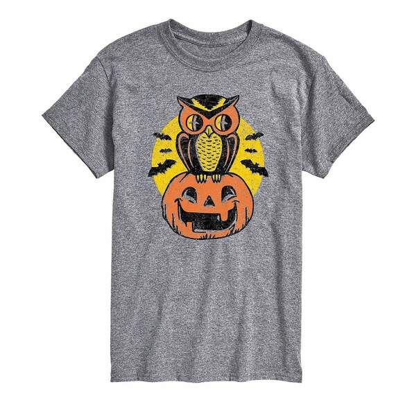 エアウェーブス メンズ シャツ トップス Men's Owl Pumpkin Classic Fit T-shirt Gray
