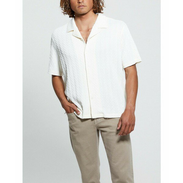 ゲス メンズ シャツ トップス Men's Colton Knit Shirt Pearl white