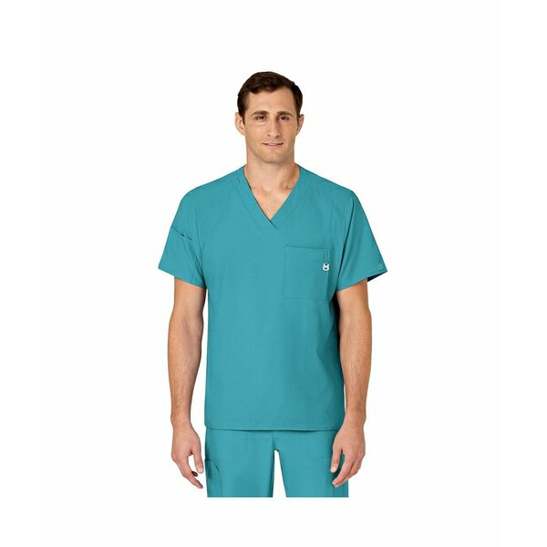 ウィンク メンズ シャツ トップス Men's W123 V-Neck Scrub Top Teal blue