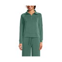ランズエンド レディース パーカー・スウェットシャツ アウター Women's Cupro Long Sleeve Half Zip Pullover Washed evergreen|詳細画像