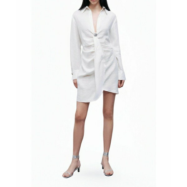 ノクチューン レディース ワンピース トップス Women's Linen Mini Dress with Accessory Detail Open ..