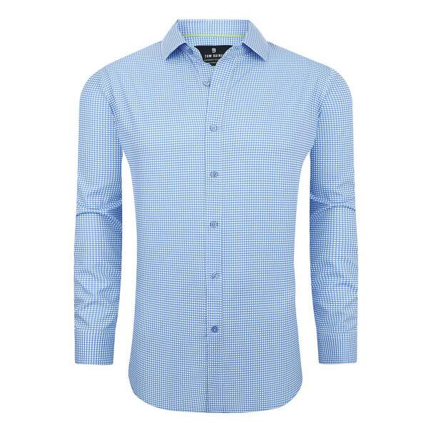 トム ベイン メンズ シャツ トップス Men's Four Way Stretch Plaid Button Down Dress Shirt Blue