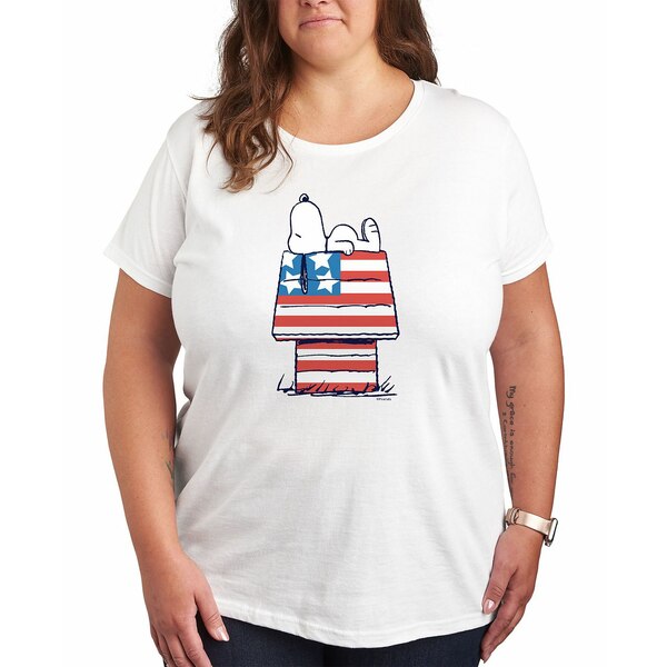 ハイブリッド アパレル レディース カットソー トップス Trendy Plus Size Peanuts Snoopy 4th of July..