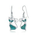 シモナ レディース ピアス&イヤリング アクセサリー Sterling Silver Created Turquoise Cat Earrings Turquoise/aqua