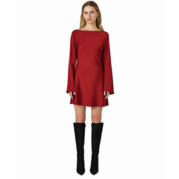 フレンチコネクション レディース ワンピース トップス Women's Ennis Satin Long Sleeve Mini Dress Wine