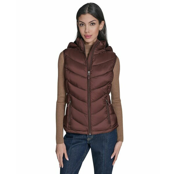 チャータークラブ レディース ジャケット＆ブルゾン アウター Women's Packable Hooded Puffer Vest, Created for Macy's Chocolate Raisin