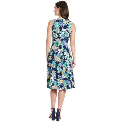 ロンドンタイムス レディース ワンピース トップス Petite Keyhole Pleat-Neck A-Line Dress Navy Teal ロンドンタイムス レディース ワンピース トップス Petite Keyhole Pleat-Neck A-Line Dress Navy Teal
